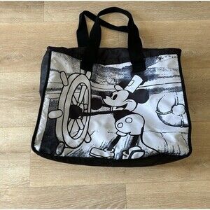 Disney Store Mickey Mouse Steamboat Willie Large Zipper Tote Bag Double Handle
